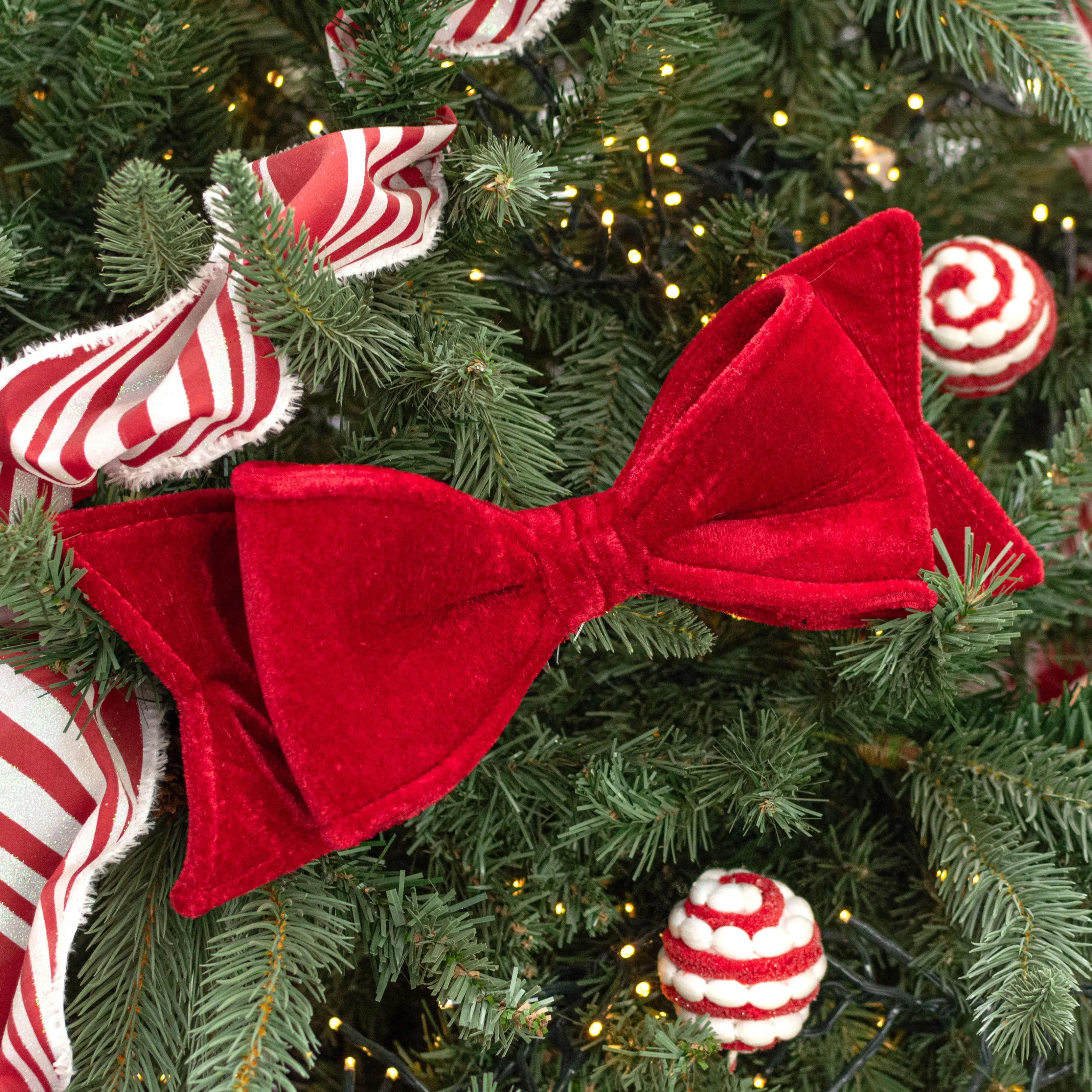 12" Velvet Bow Ornament: Red