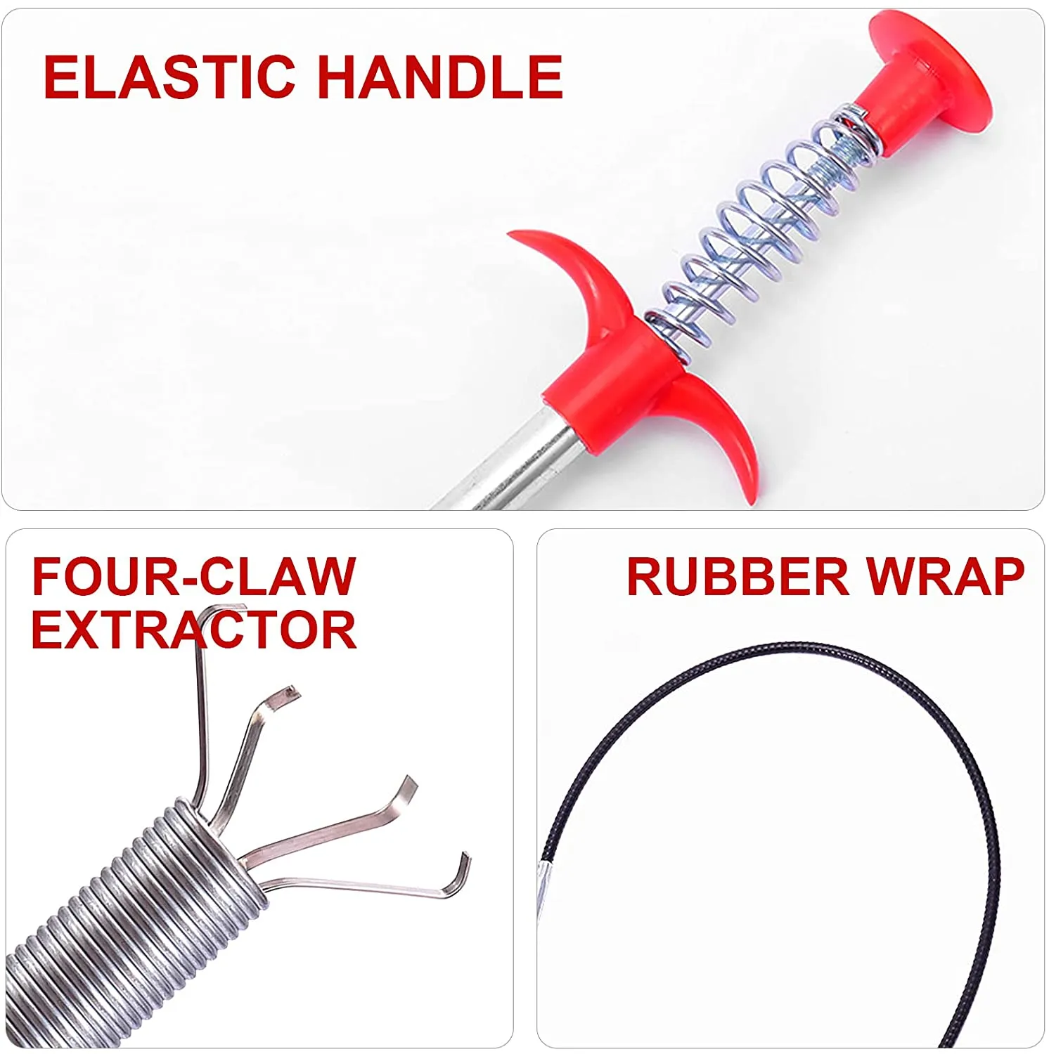 1628 Multifunctional Cleaning Claw Pilpe Cleaner Drainage Block Remover Drain Spring Pipe Dredging Tool, Drain Cleaning Tool for Hair Drain Drain Cleaner Sticks drain pipe clearer (290 Cm)