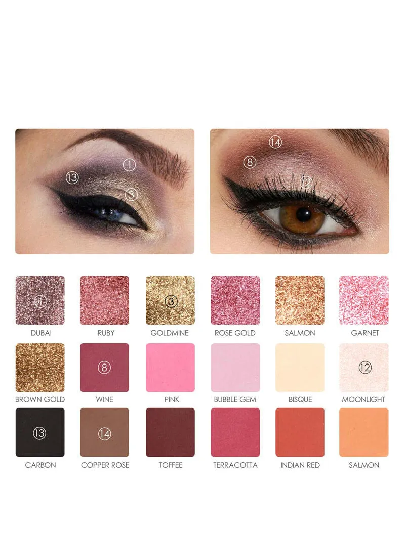 18 Full Color Matte Diamond Glitter Eyeshadow Palette