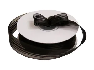 25 Yard 7/8" DIY Black Organza Ribbon With Satin Stripes For Craft Dress Wedding