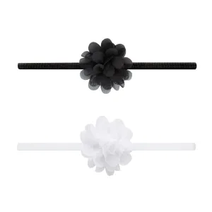 2Pk Mini Chiffon Flower with Skinny Bank in Black & White