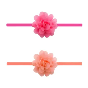 2Pk Mini Chiffon Flowers in hot pink   coral