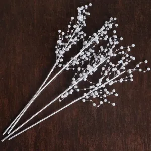 6 White Lustrous Pearl Sprays Stems Wedding Vase Table Craft DIY Decoration