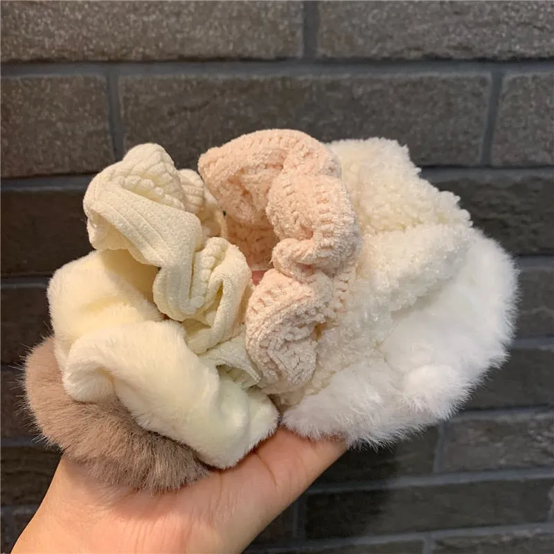 7Pcs Soft Plush Velvet Hair Scrunchies Set