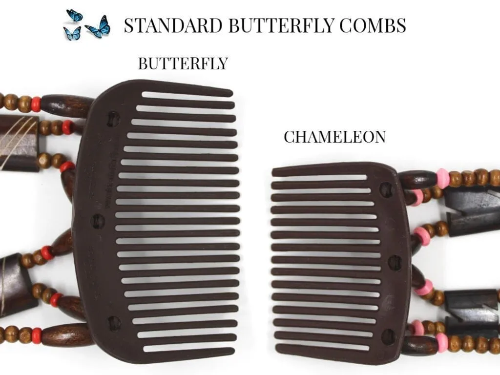 African Butterfly Hair Comb - Ndalena Brown Pearl 04