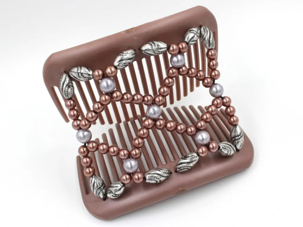 African Butterfly Hair Comb - Ndalena Brown Pearl 04