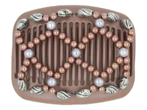 African Butterfly Hair Comb - Ndalena Brown Pearl 04