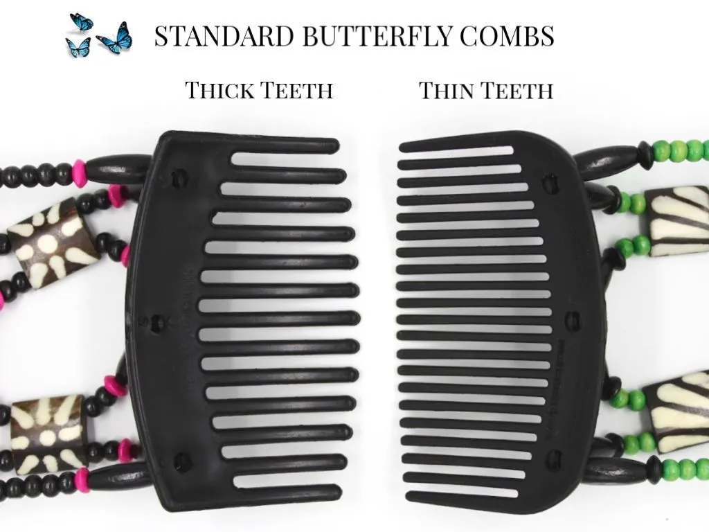 African Butterfly Thick Hair Comb - Dalena Clear 109