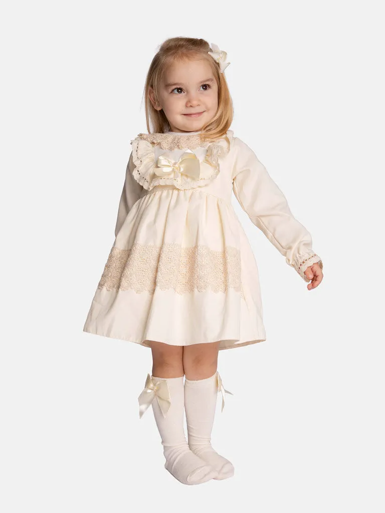 Baby Girl Lisa Collection Lace Trim Dress - Ivory