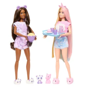 Barbie Cutie Reveal Slumber Party Gift Set With 2 Dolls & 2 Pets, 35  Surprises, Cozy Cute Tees