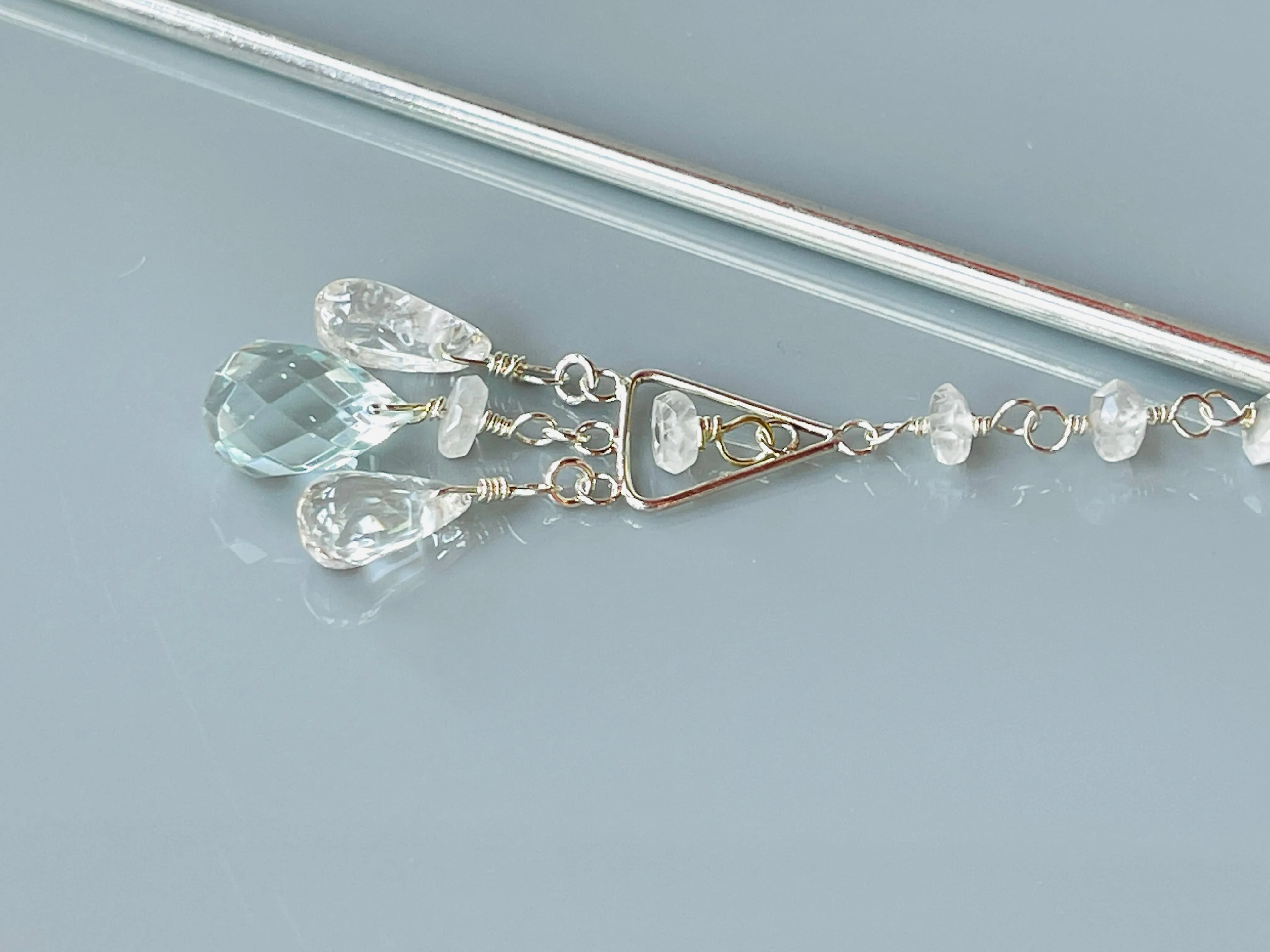 Blue Topaz Luxury Hair Stick, wedding hair stick, silver Kanzashi Hair Pin