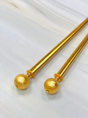 Brushed Orbs Luxury Gold Hair Sticks, Elegant Gold Wedding Hair Sticks