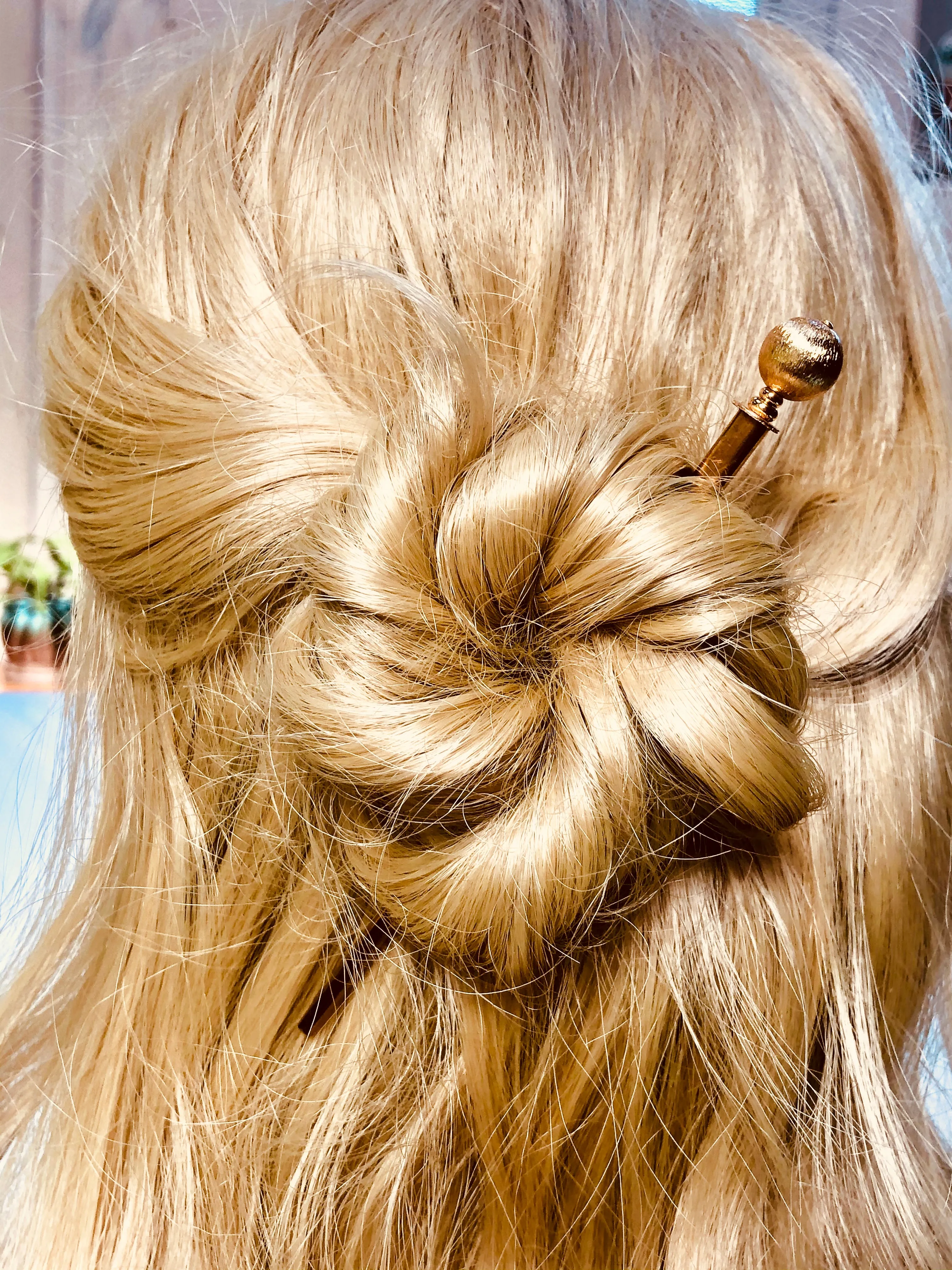 Brushed Orbs Luxury Gold Hair Sticks, Elegant Gold Wedding Hair Sticks