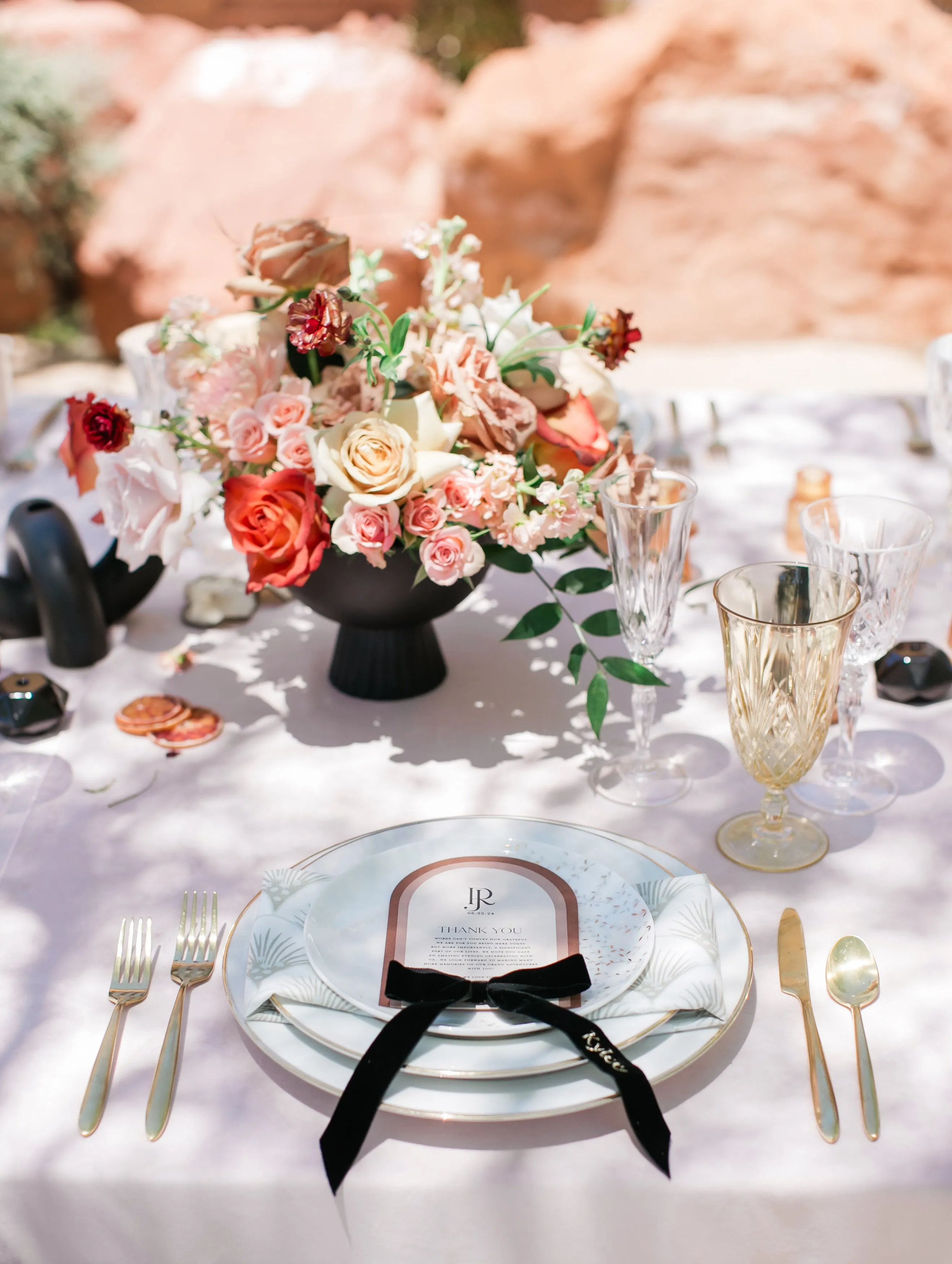 Chic Peach and Toffee Sedona Styled Wedding