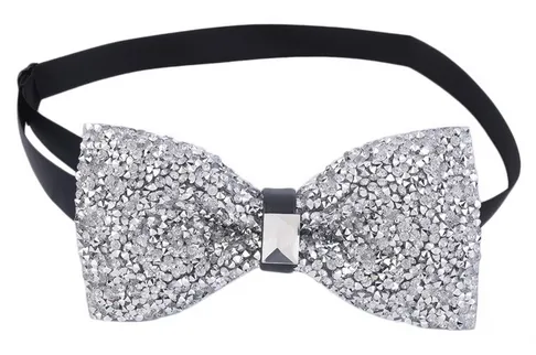 Crystal Silver Bow Tie