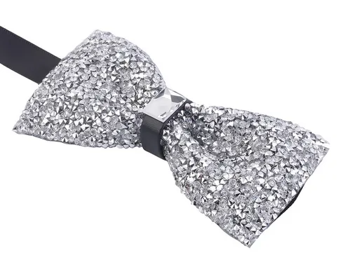 Crystal Silver Bow Tie