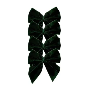 Dark Green Velvet Bow Napkin Ties, Set of 4