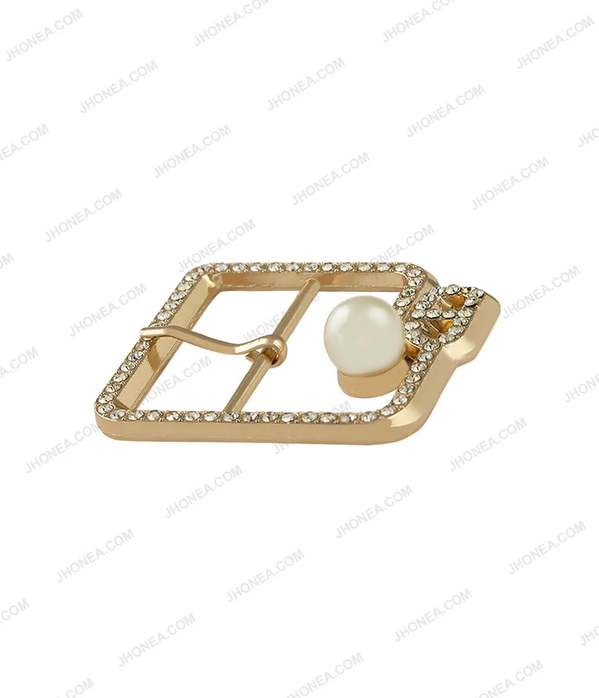 Glistening Diamond Shiny Gold Prong Belt Buckle