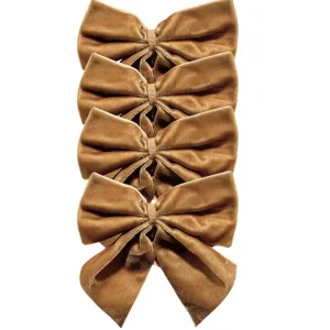 Gold Velvet Bow Napkin Ties, Set of 4