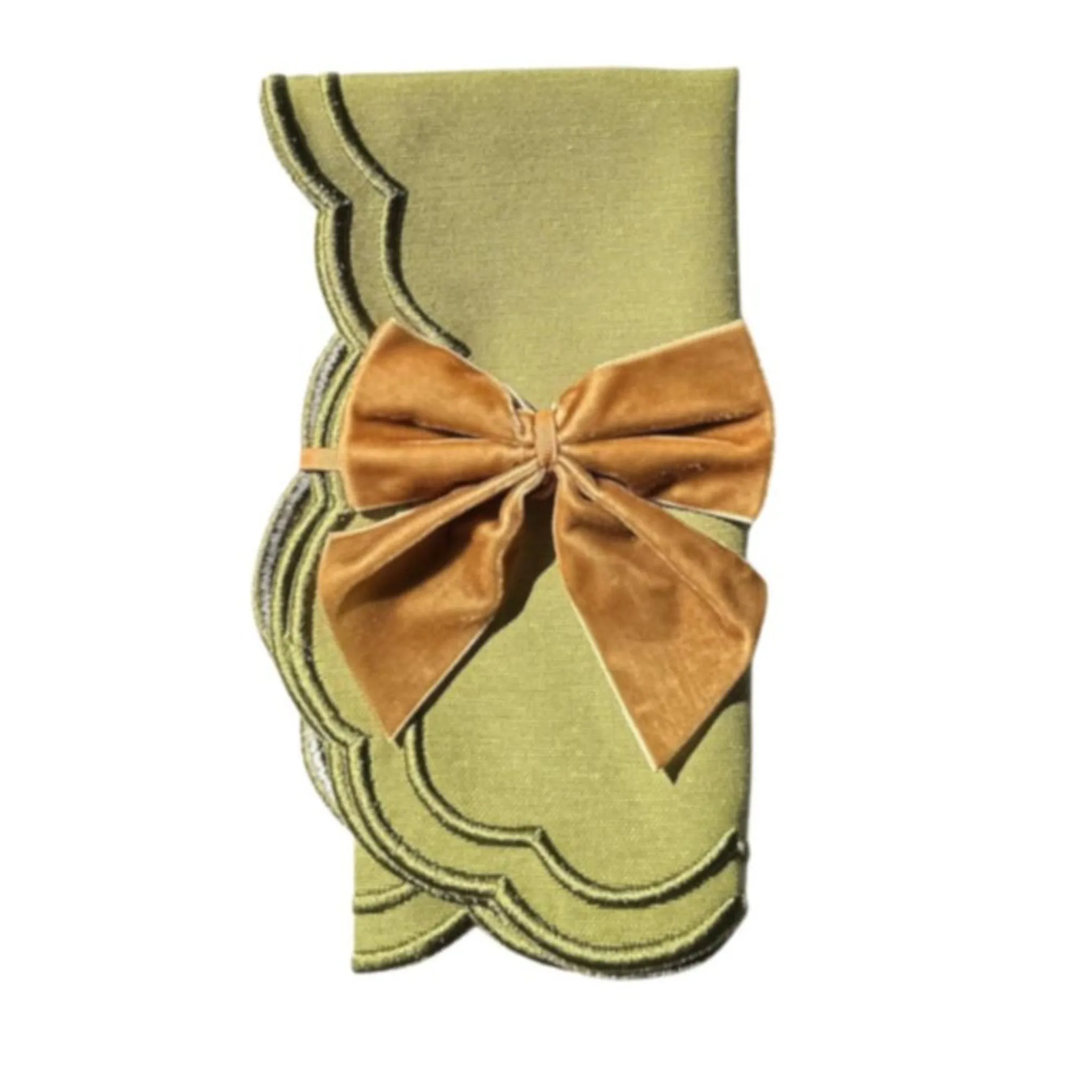 Gold Velvet Bow Napkin Ties, Set of 4