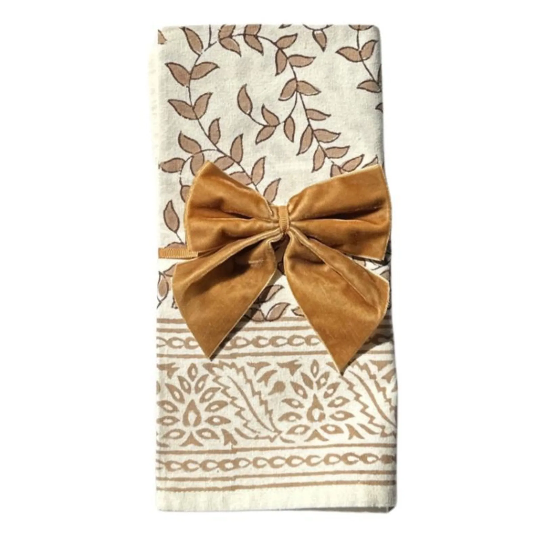 Gold Velvet Bow Napkin Ties, Set of 4