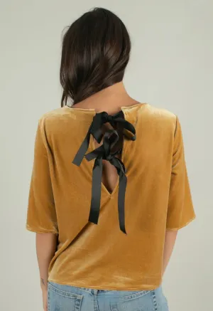 Golden Velvet Ribbon Top