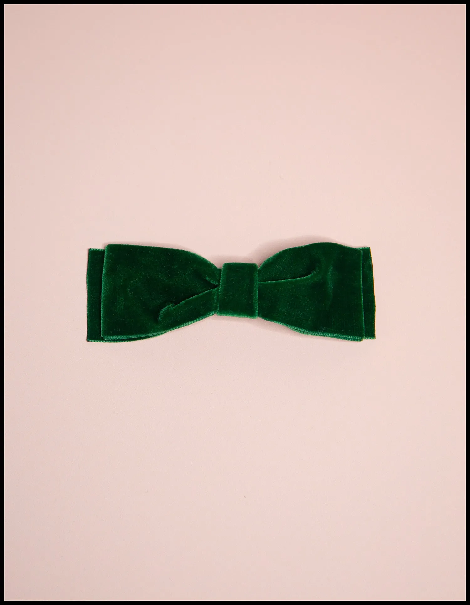 Green Velvet Hair Bow Barrette