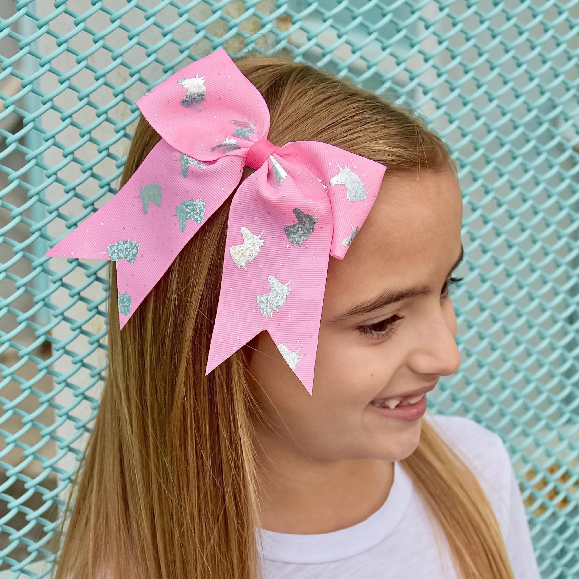 Large Unicorn Glitter Bows - 4 Pack