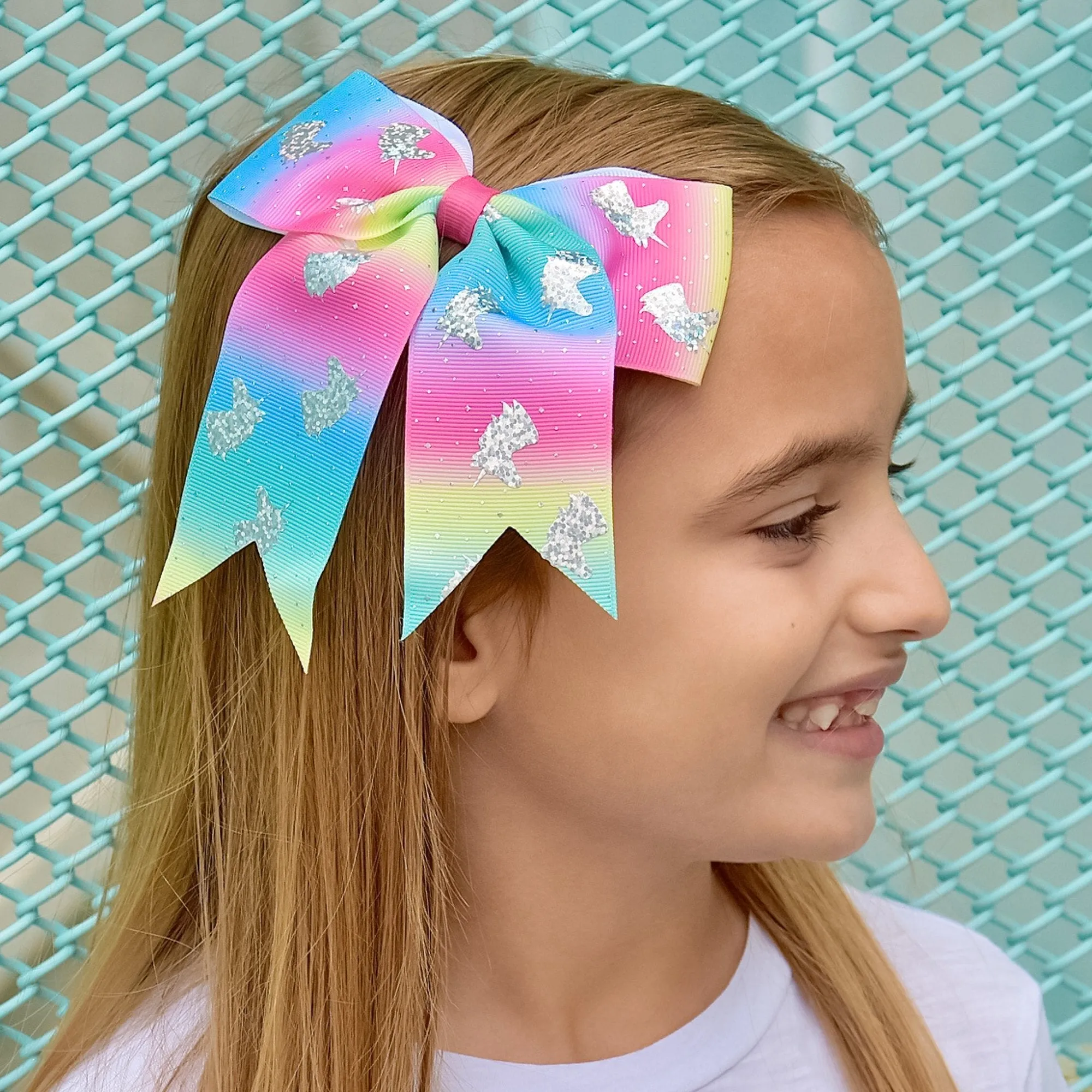 Large Unicorn Glitter Bows - 4 Pack