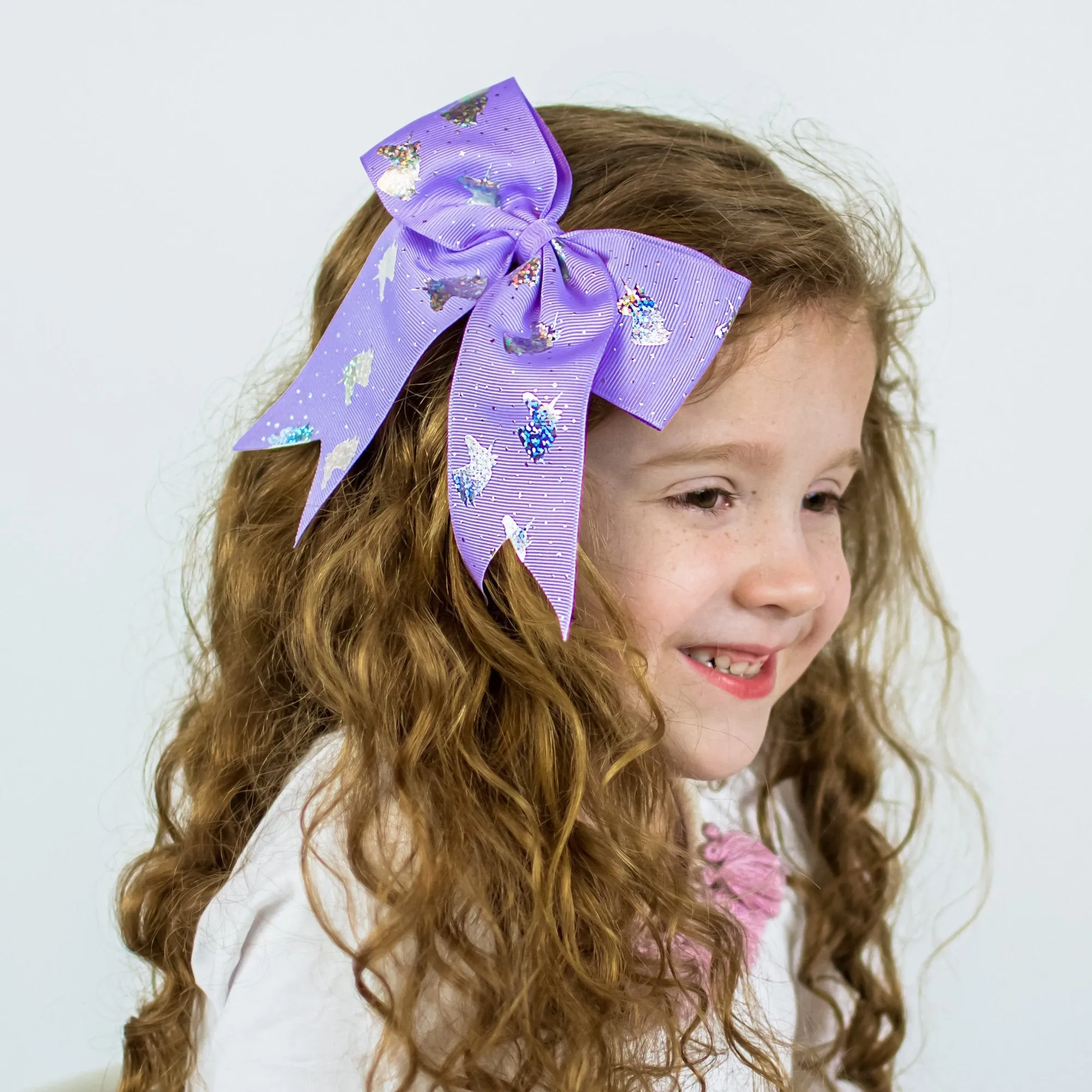 Large Unicorn Glitter Bows - 4 Pack