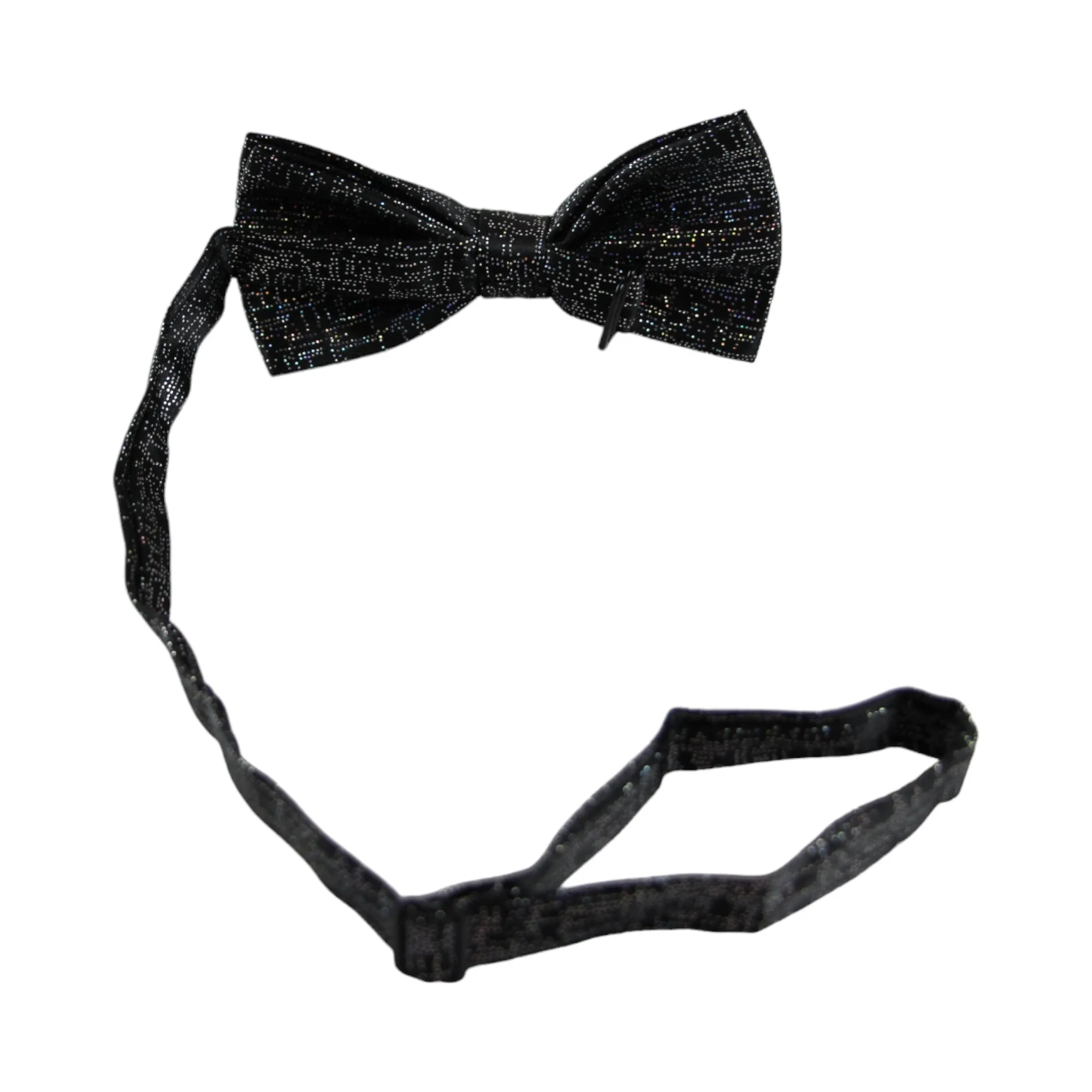 Mens Black Sparkly Glitter Patterned Bow Tie