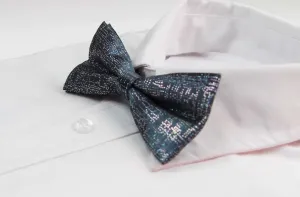 Mens Charcoal Sparkly Glitter Patterned Bow Tie