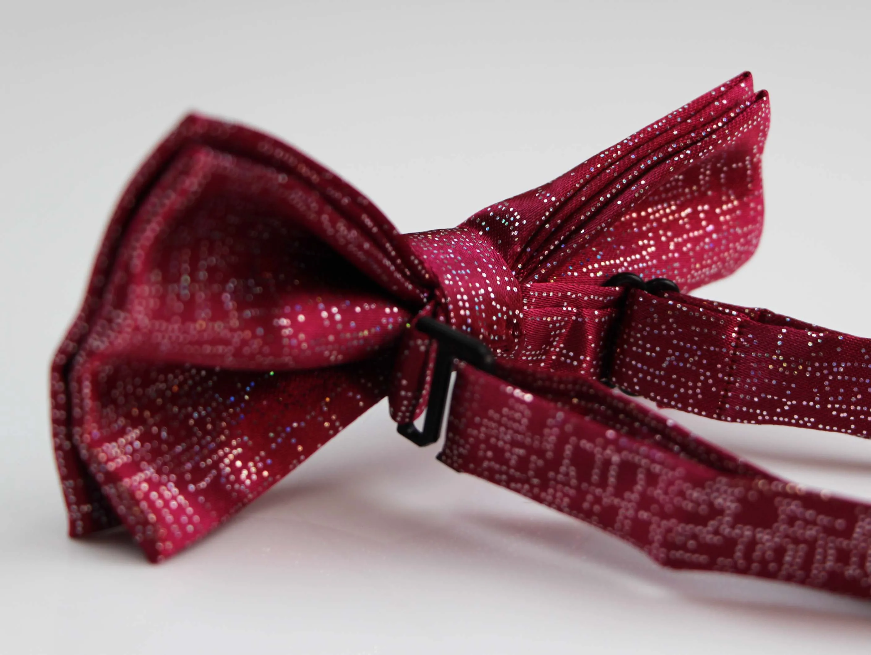 Mens Dark Red Sparkly Glitter Patterned Bow Tie