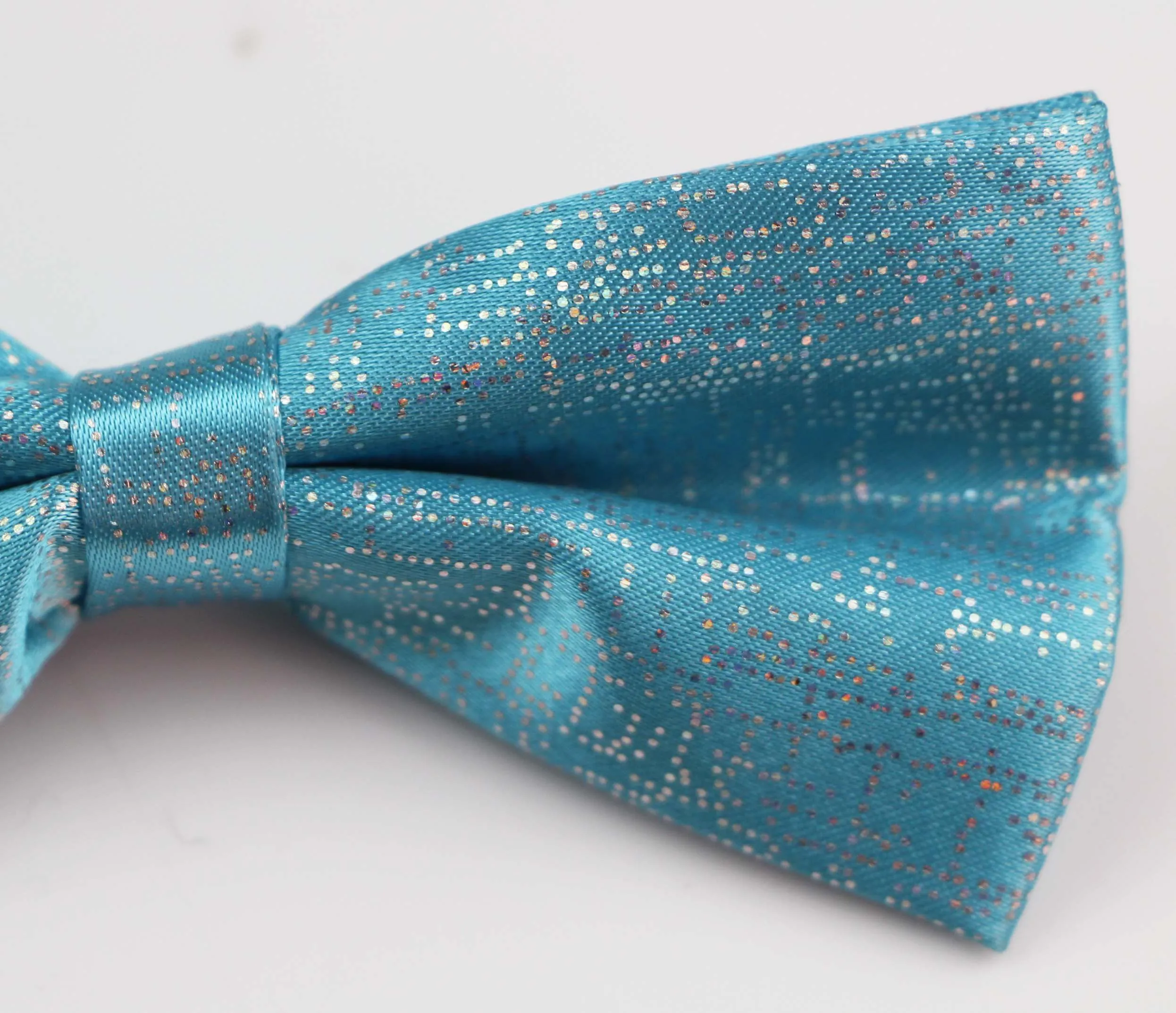 Mens Light Blue Sparkly Glitter Patterned Bow Tie