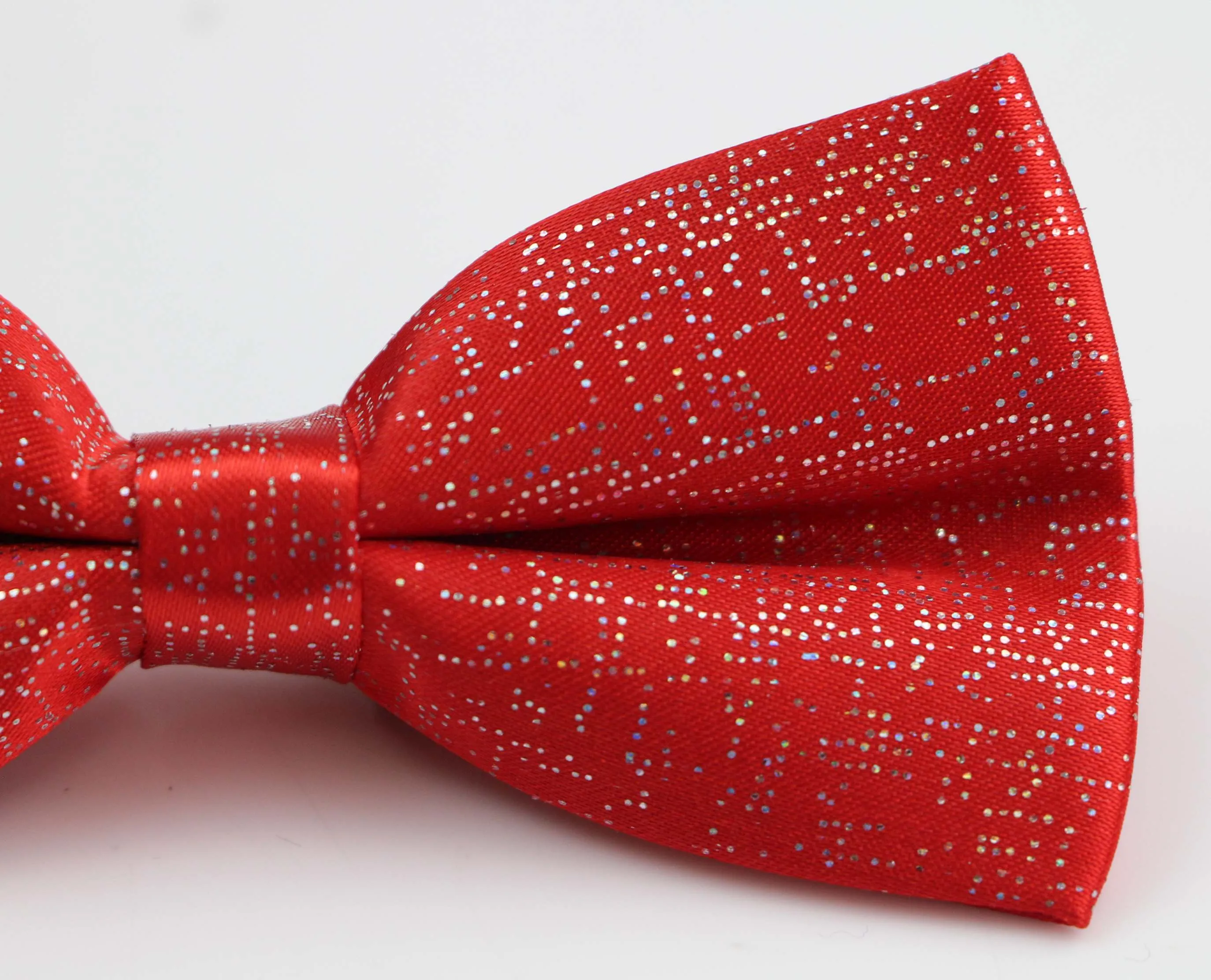 Mens Red Sparkly Glitter Patterned Bow Tie