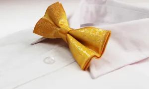 Mens Yellow Sparkly Glitter Patterned Bow Tie