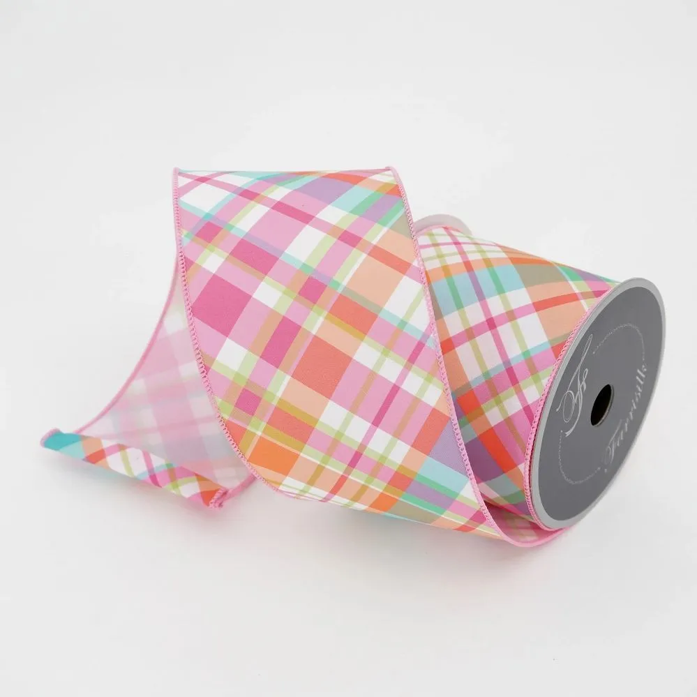 Multi-Colored Gumdrop Plaid Ribbon 4"X10YD