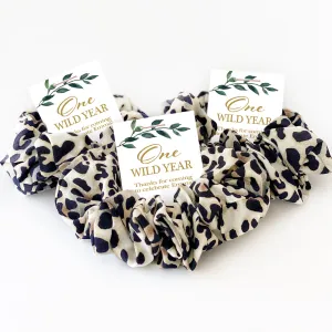 One Wild Year 1st Birthday Favors, Leopard Print Safari First Birthday Party, Hair Scrunchies