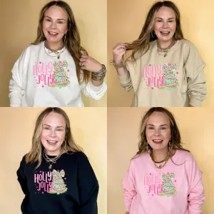 Online Exclusive | Holly Jolly Coquette Christmas Tree Graphic Sweatshirt in Multiple Color Options