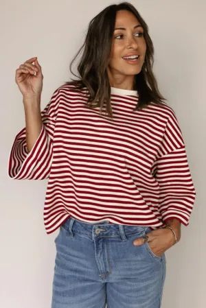 PREORDER! ETA 2/13 Coast To Coast Red Striped Open Back Bow Top **SHIPPING EXPECTED TO BEGIN ON DATE 2/13**