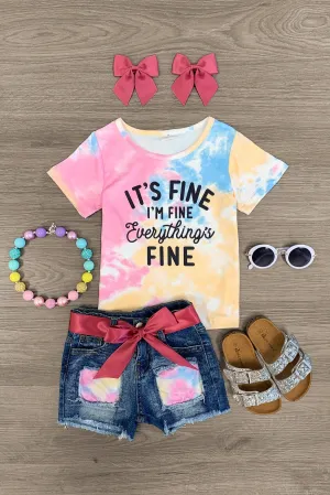 "It's Fine I'm Fine Everything's Fine" Pastel Short Set