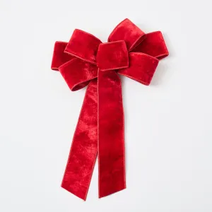 Red Velvet with Metallic Backing Wire-Lined Hand-Knotted Drape Loop Bow