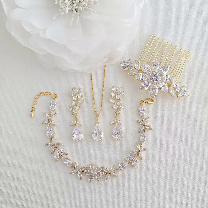 Rose Gold Jewelry Set for Wedding-Daisy