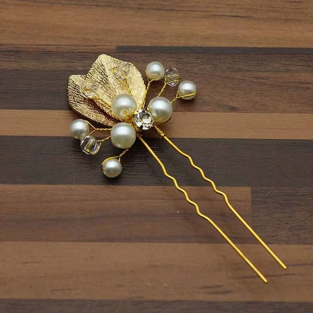 Rose Gold Prom Bride Bridesmaid Hair Accessories Pearl Hair Pin Clip Luxury Crystal Rhinestone Wedding Hairpins Sticks For Women