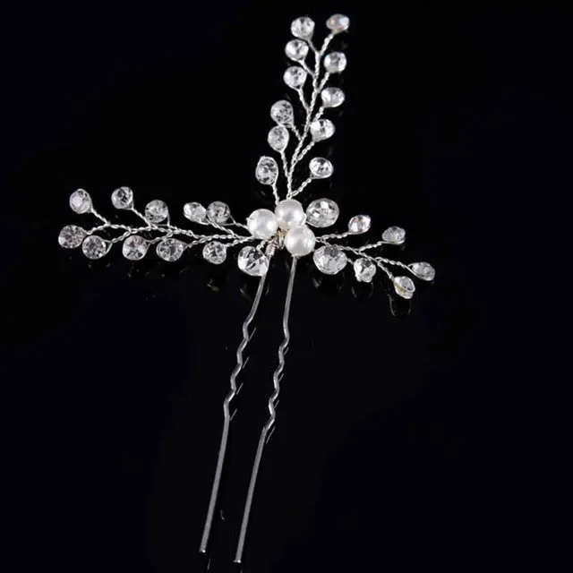 Rose Gold Prom Bride Bridesmaid Hair Accessories Pearl Hair Pin Clip Luxury Crystal Rhinestone Wedding Hairpins Sticks For Women