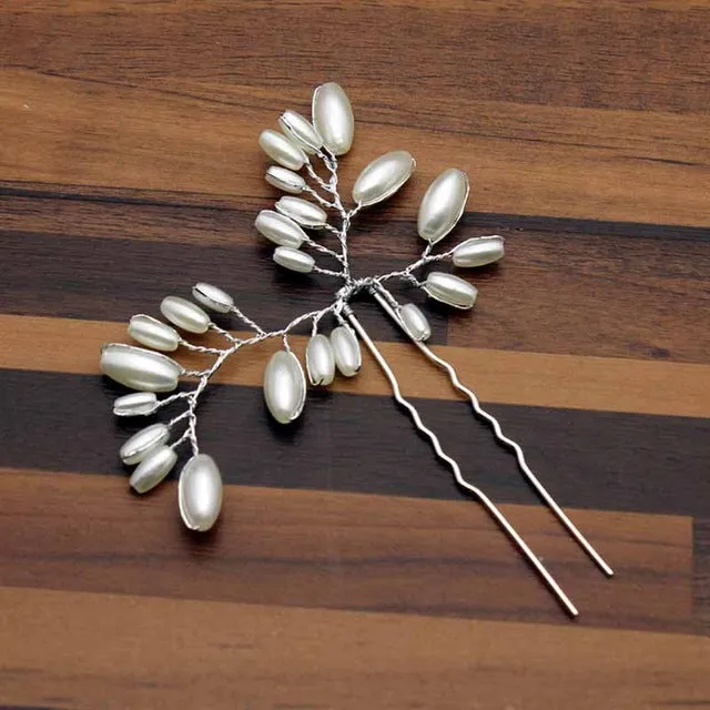 Rose Gold Prom Bride Bridesmaid Hair Accessories Pearl Hair Pin Clip Luxury Crystal Rhinestone Wedding Hairpins Sticks For Women