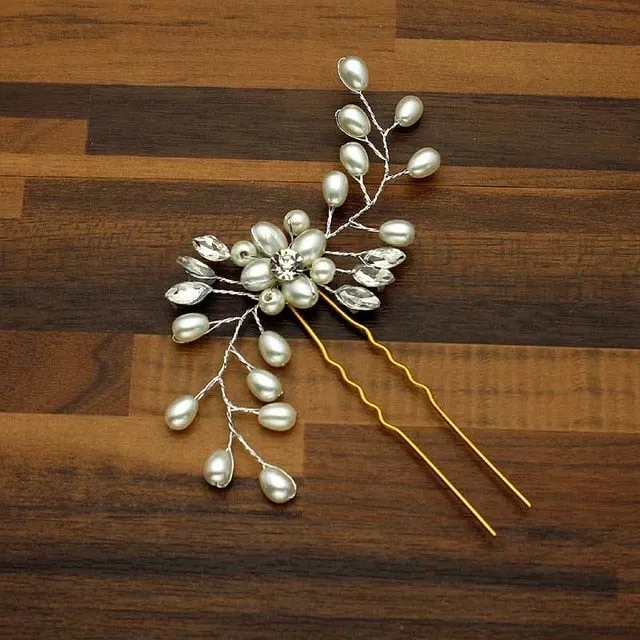 Rose Gold Prom Bride Bridesmaid Hair Accessories Pearl Hair Pin Clip Luxury Crystal Rhinestone Wedding Hairpins Sticks For Women