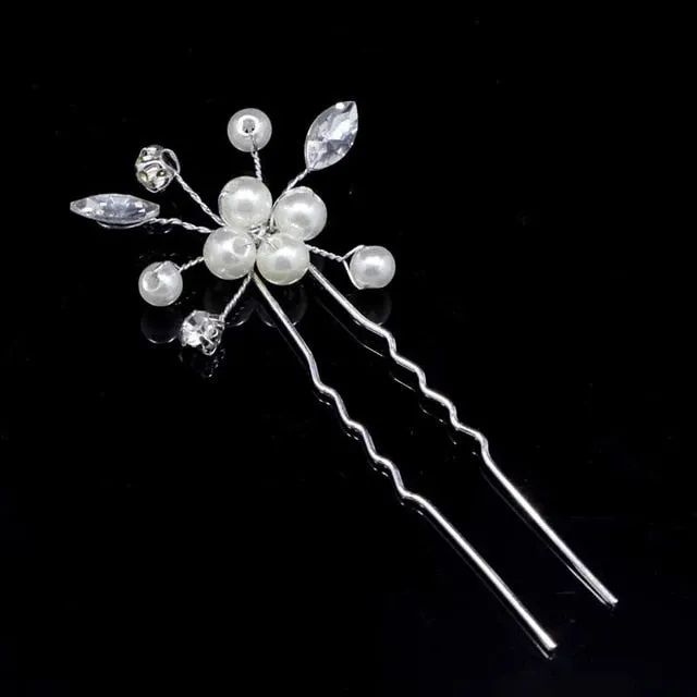 Rose Gold Prom Bride Bridesmaid Hair Accessories Pearl Hair Pin Clip Luxury Crystal Rhinestone Wedding Hairpins Sticks For Women