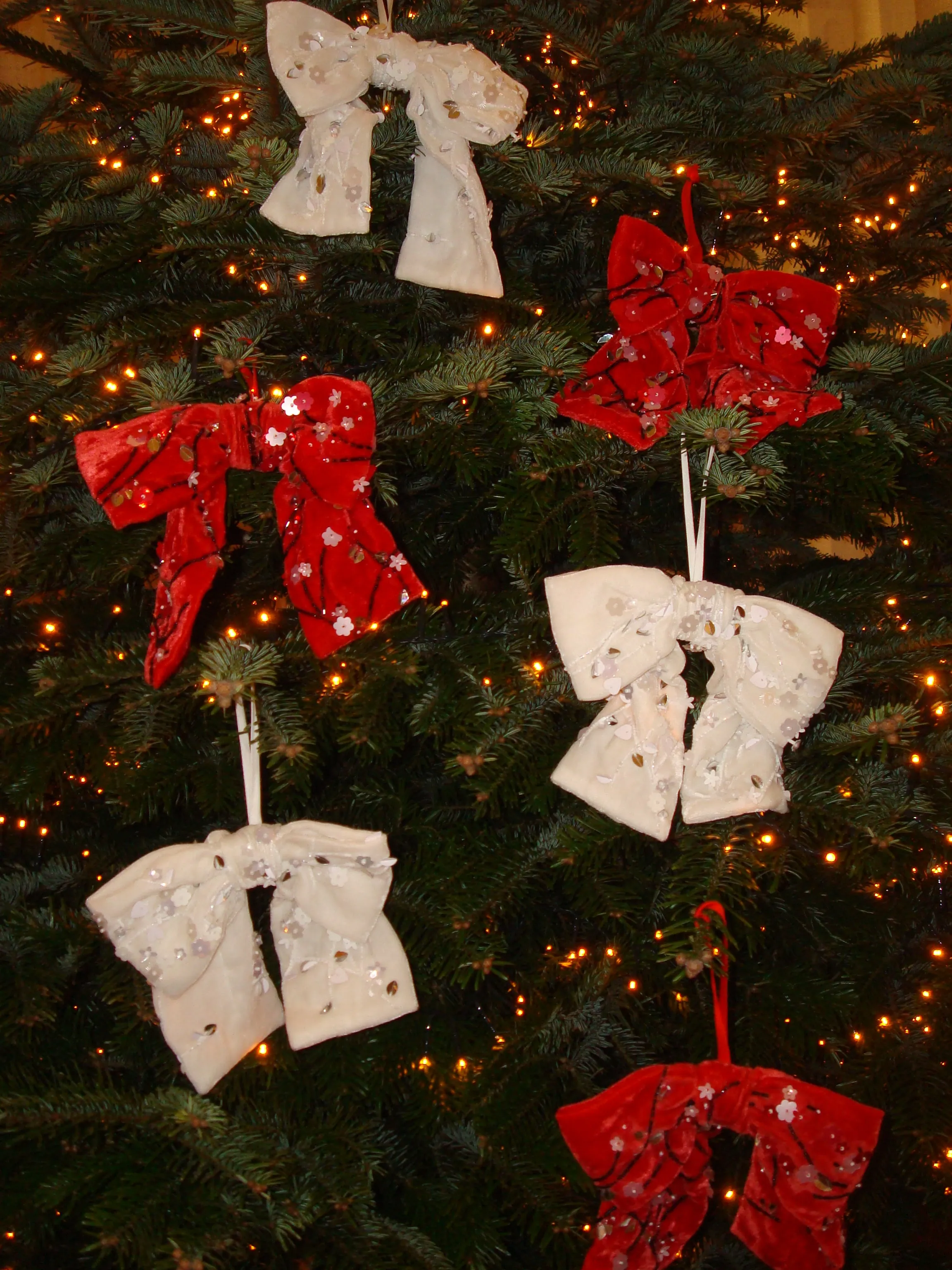 Set of Two Hand-Embroidered Velvet Bows