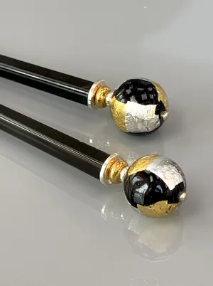 Silver and 24k Gold Elegant hair sticks, Minimalist Modern hair sticks